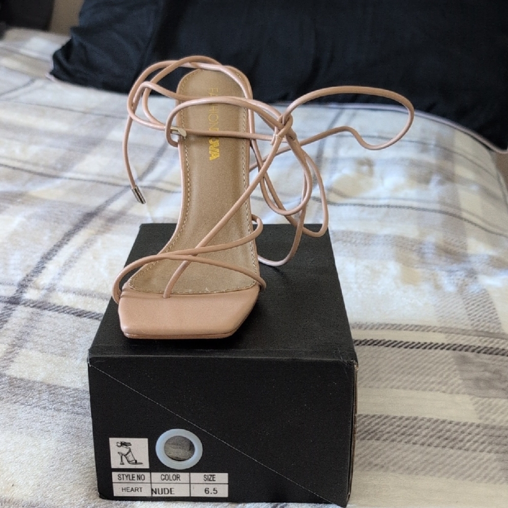 Fashion Nova Blush Strappy Heels